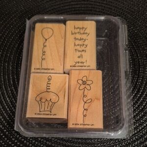 STAMPIN' UP! Retired 2004 'Birthday Best' Stamp Set, Set of 4 Stamps